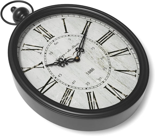 Battery Operated Farmhouse Black Wall Clock — 15.5" - View 2