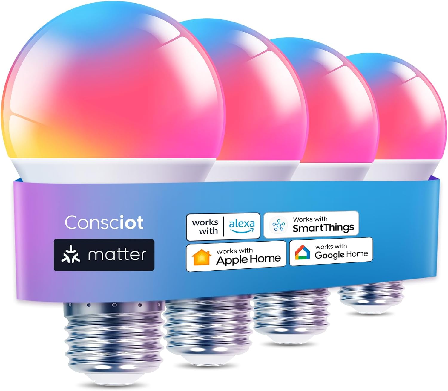 WiFi Metal Smart Light Bulb — 4 Pack (No Remote)