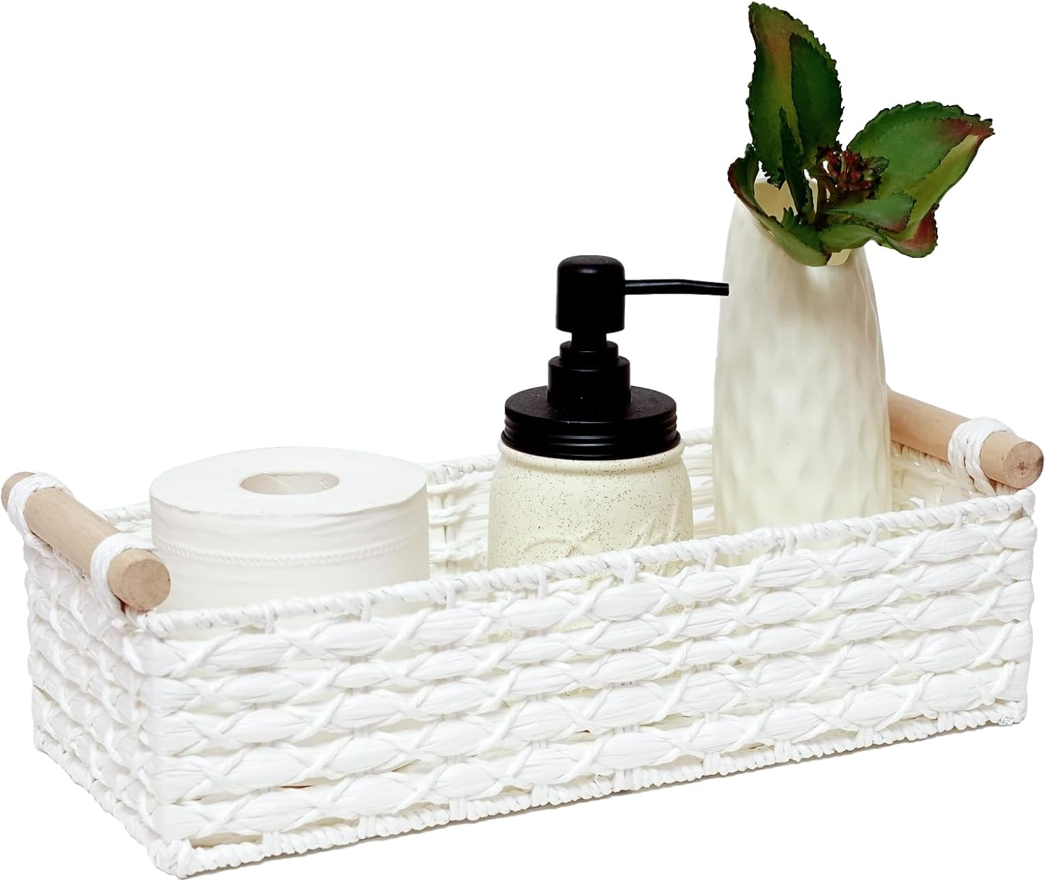 Beige Storage Bin — White