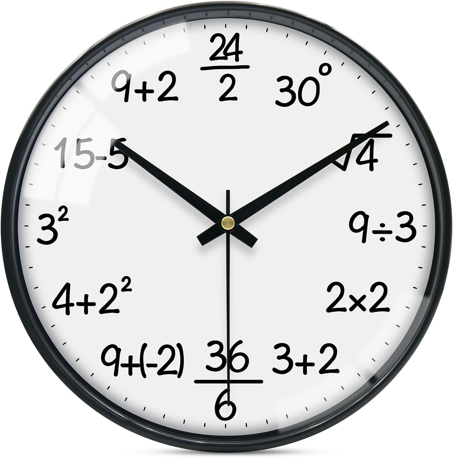 Battery Operated Glass Wall Clock — 12" — Teaching Wall Clock