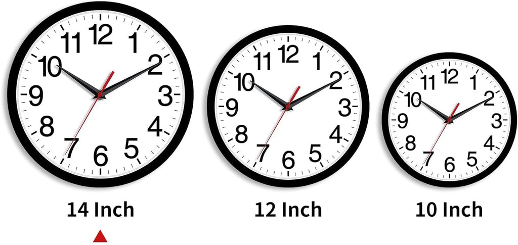 Battery Operated Modern Black Wall Clock — 14" - View 2