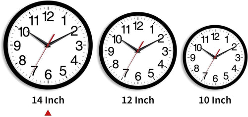 Battery Operated Modern Black Wall Clock — 14" - View 2