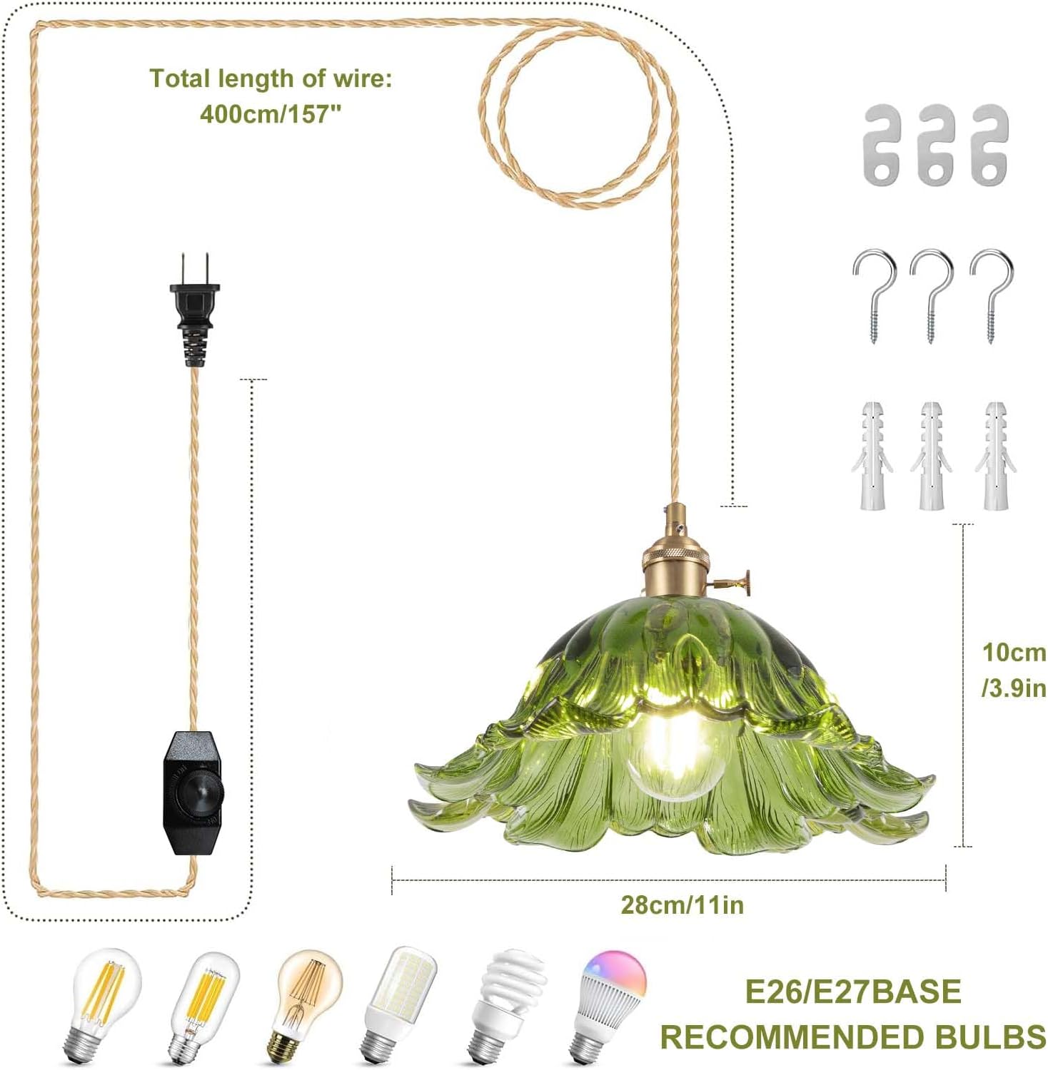 Blue Pendant Light — 11" - View 3