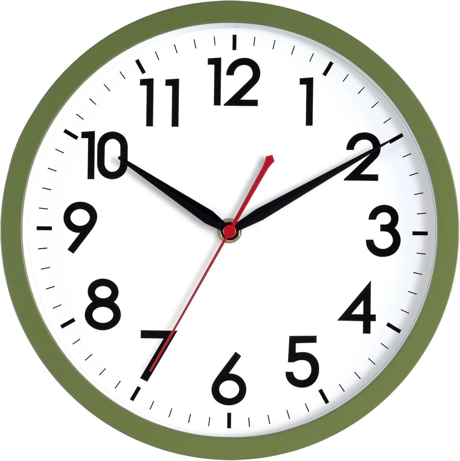 Battery Operated Black Wall Clock — 18" — E_olive Green