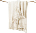 Chenille Boho Beige Throw Pillow — 60" — White