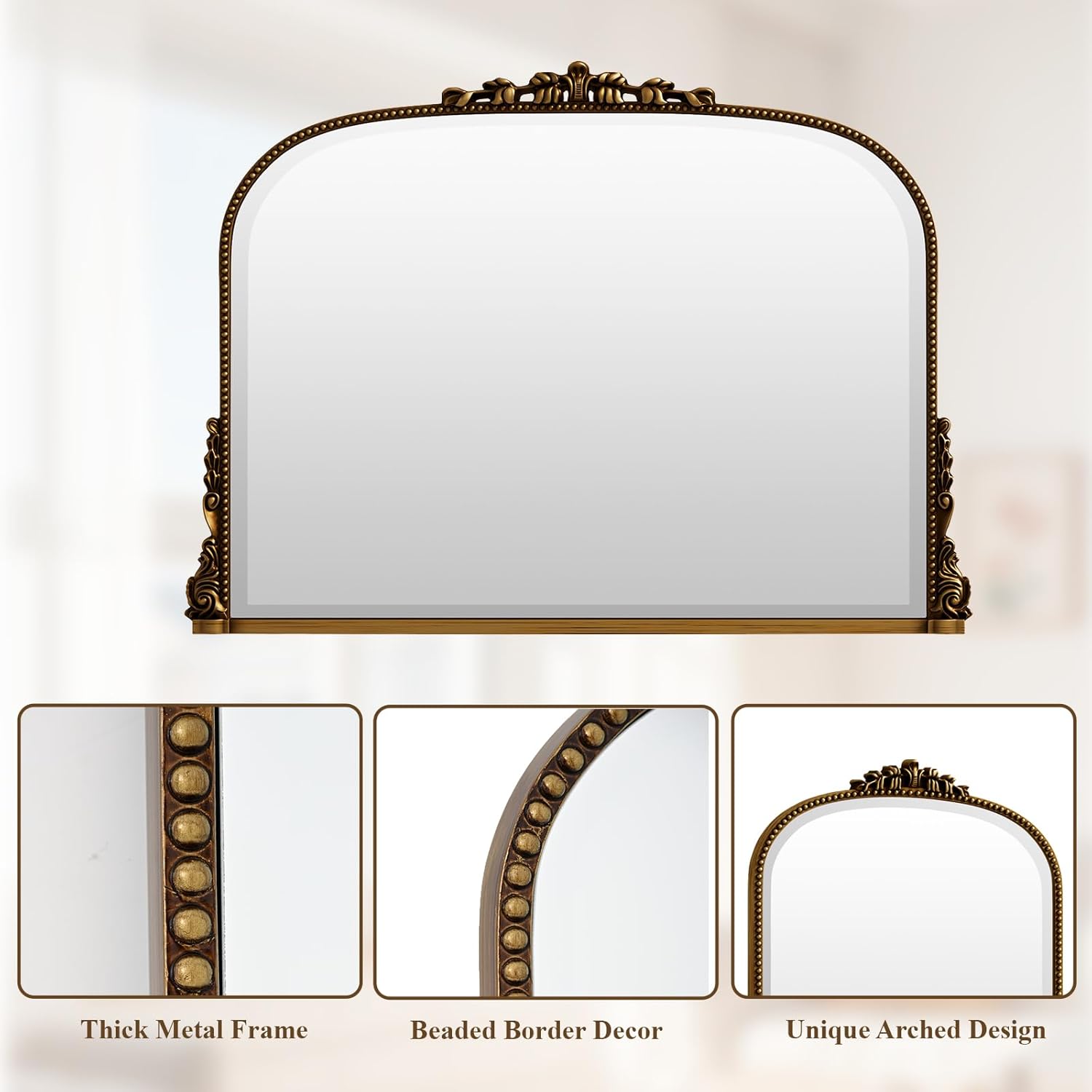 Round Luxe Gold Wall Mirror — 27" - View 4