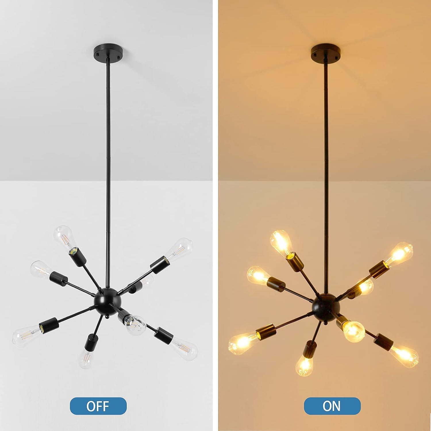 Adjustable Modern Black Chandelier - View 9