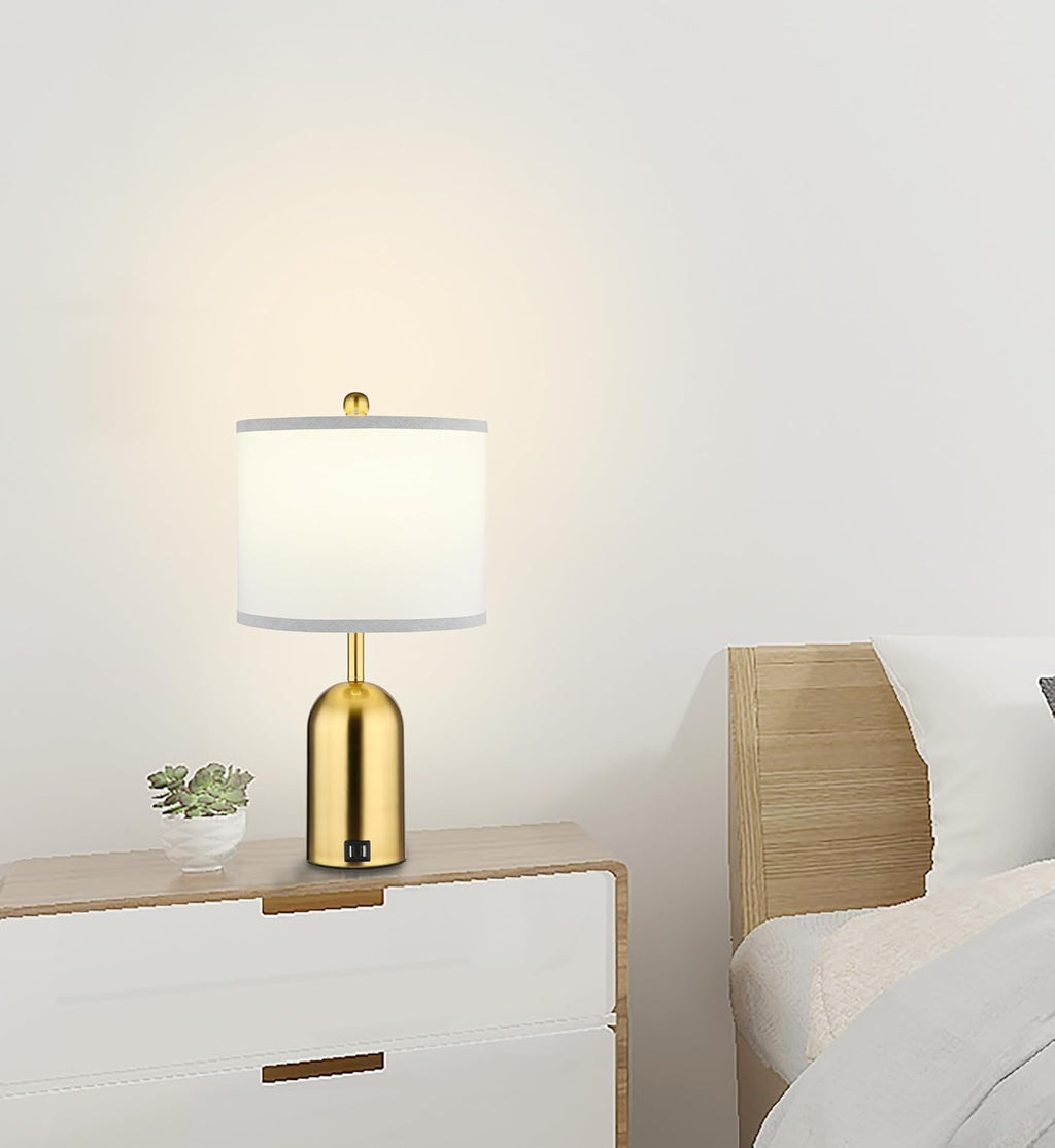USB Luxe Gold Bedside Lamp - View 3