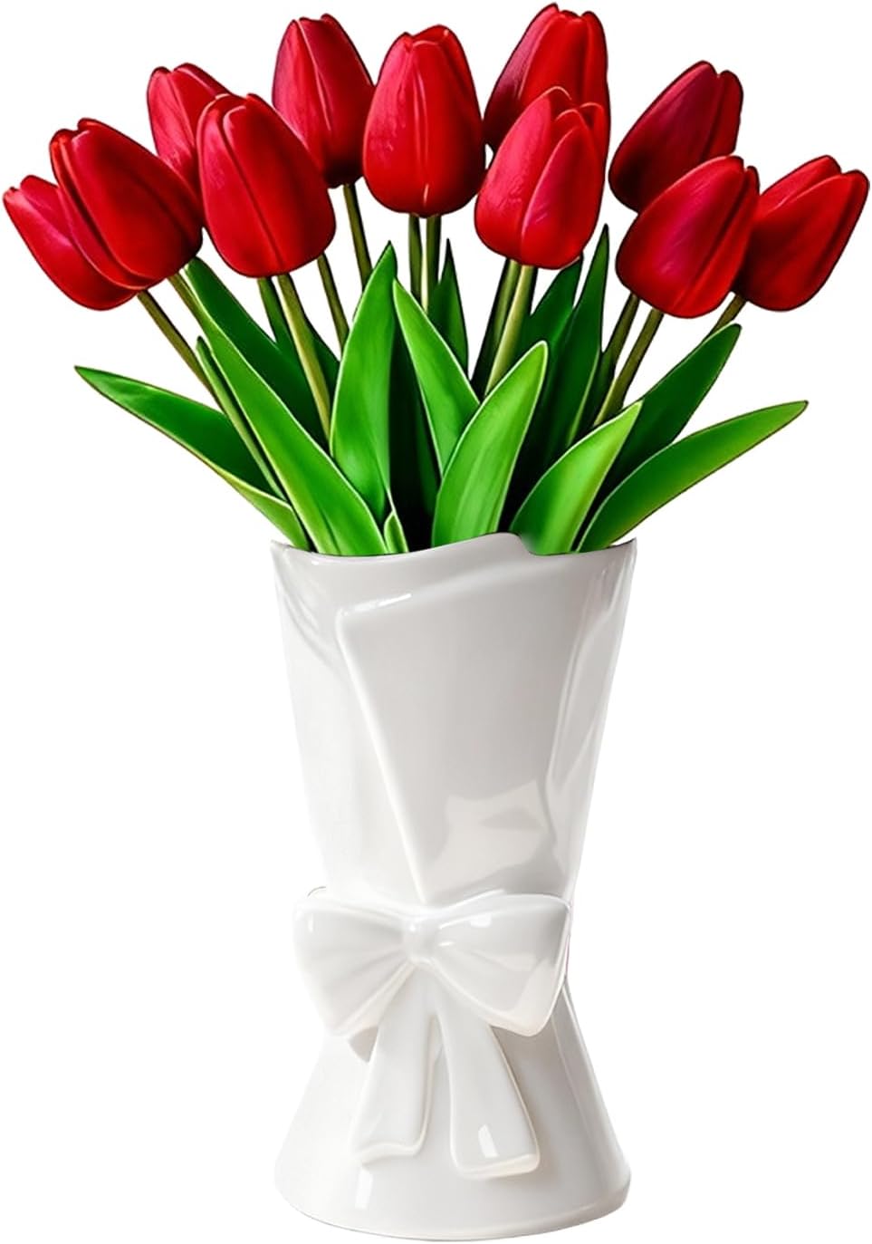 Beige Flower Vase — Glazed White