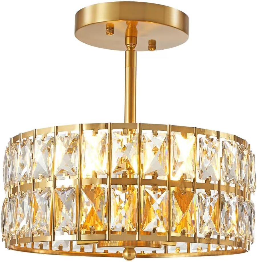 Luxe Black Chandelier — 12.6" — brass-12.6"