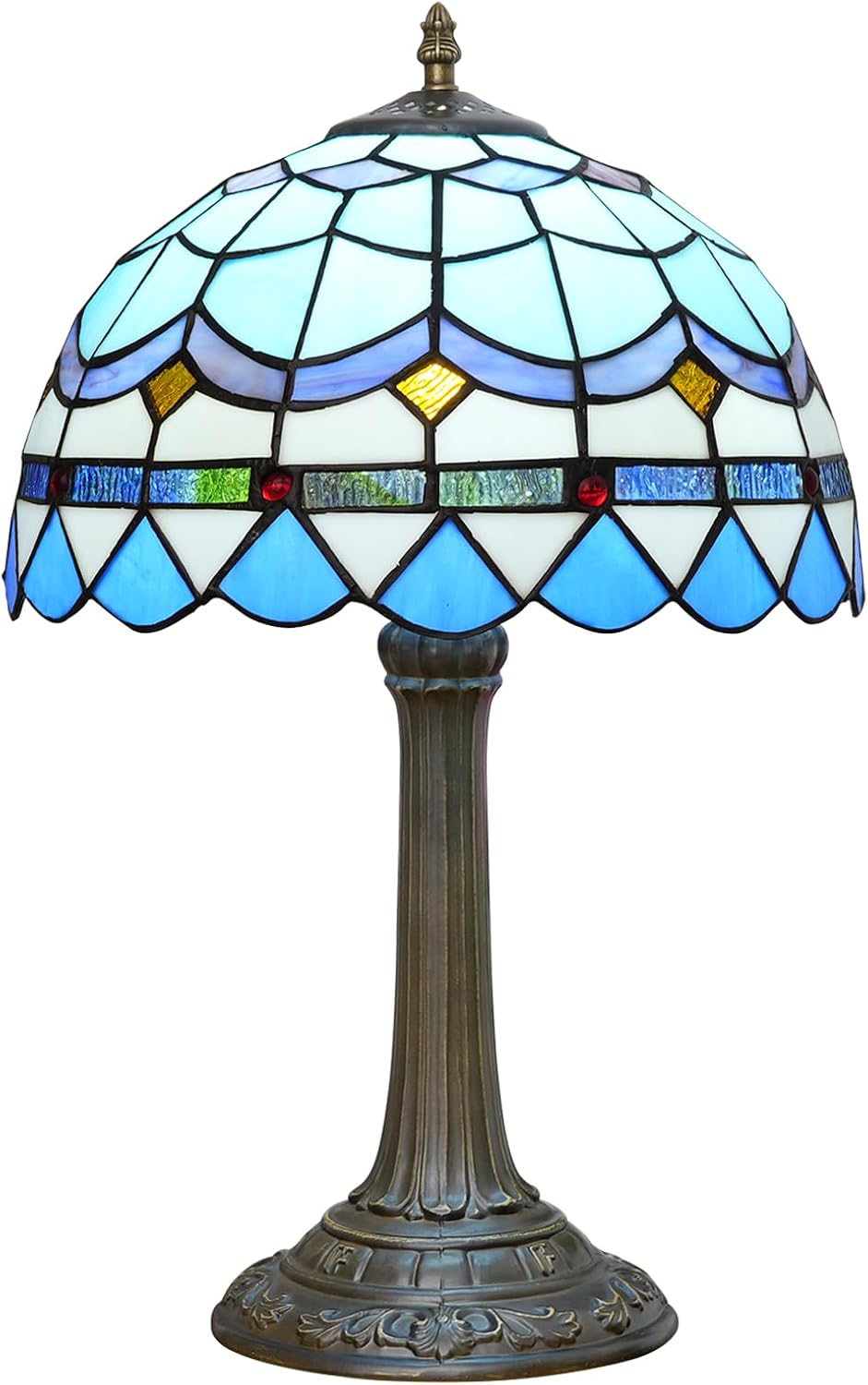 Vintage Blue Desk Lamp — 12" — Blue Mediterranean Style