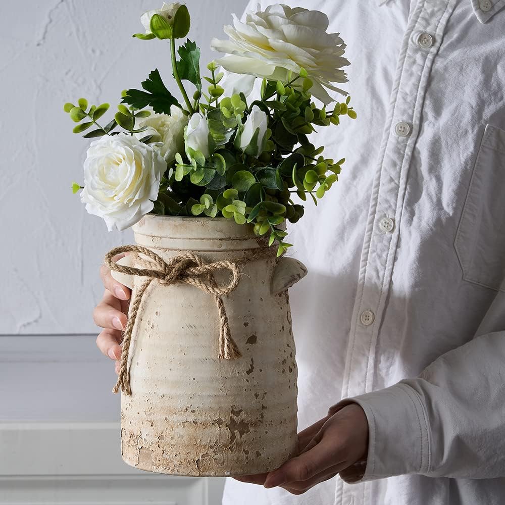 Farmhouse Beige Flower Vase — 8" - View 3