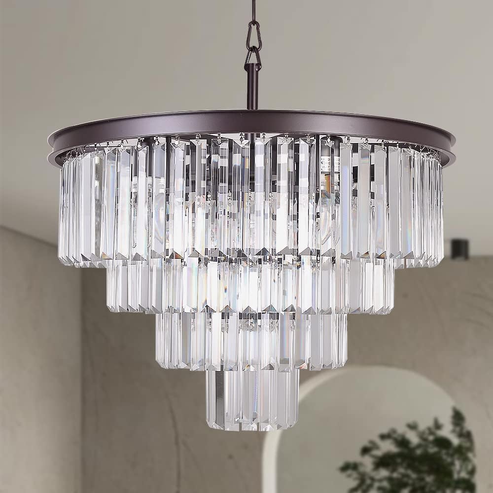 Luxe Black Chandelier — 18" — Bronze