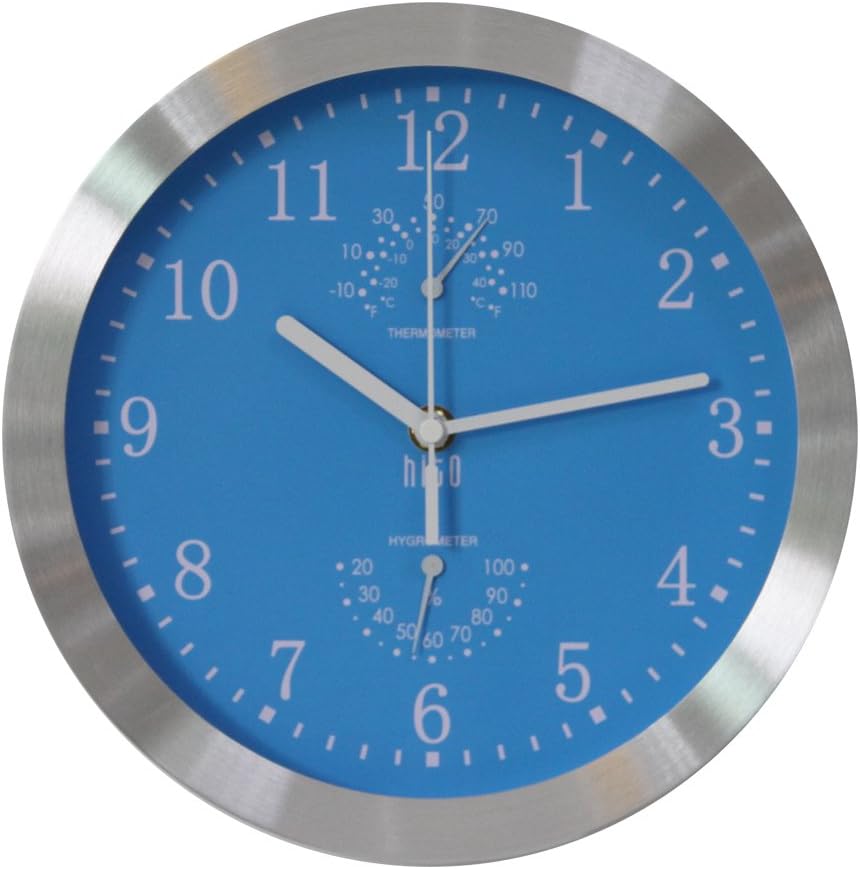 Battery Operated Black Wall Clock — 14" — Blue