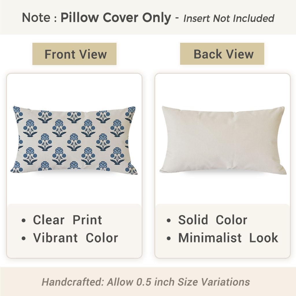 Lumbar Boho Blue Throw Pillow Cover — 20" - View 4