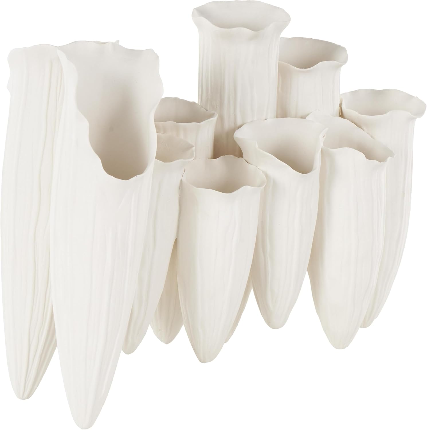 Black Flower Vase — 8" — White