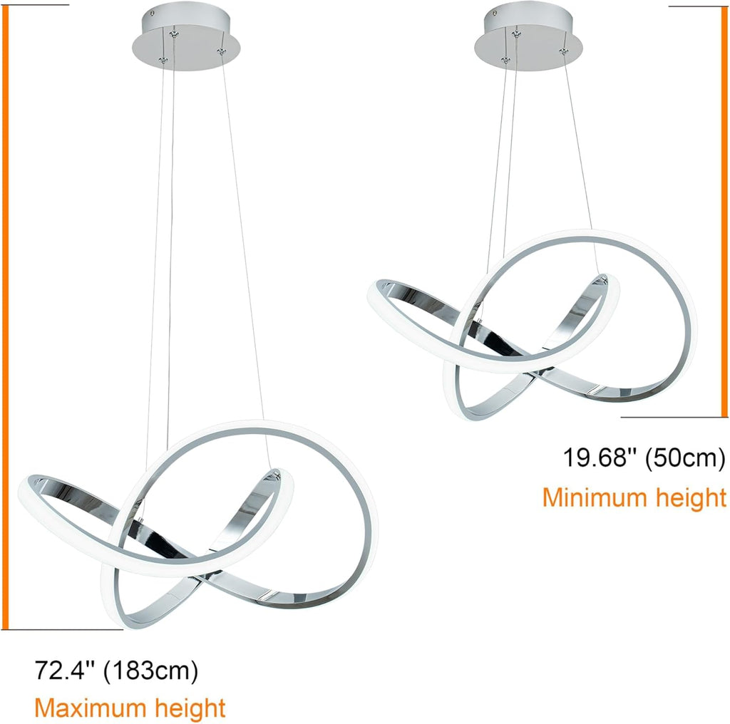 Dimmable Modern Black Chandelier — 7" - View 5