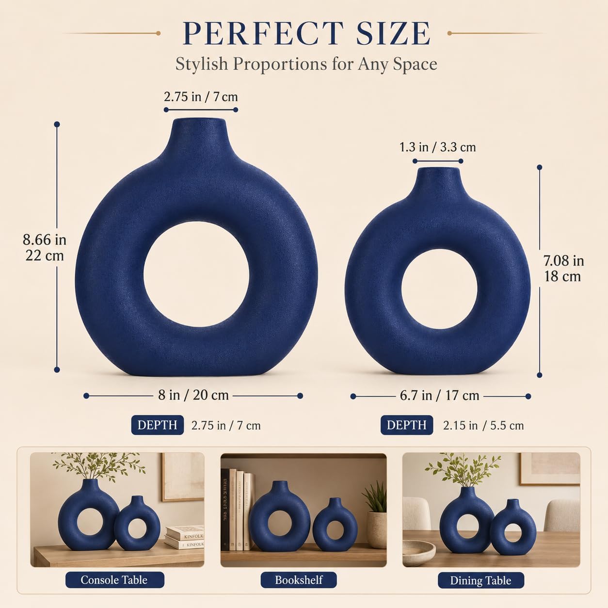Modern Blue Vase Set — Set of 2 - View 3