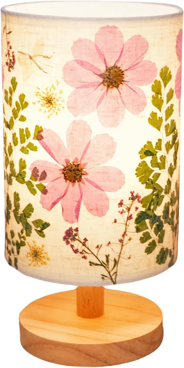 Wood Bedside Lamp — Flower-3-Color
