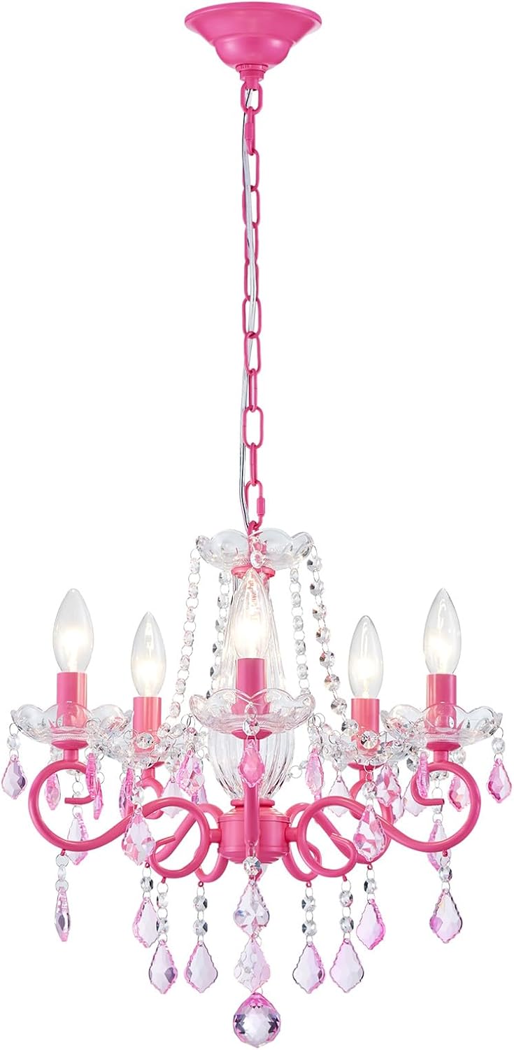 Adjustable Luxe Black Chandelier — 27" — Pink