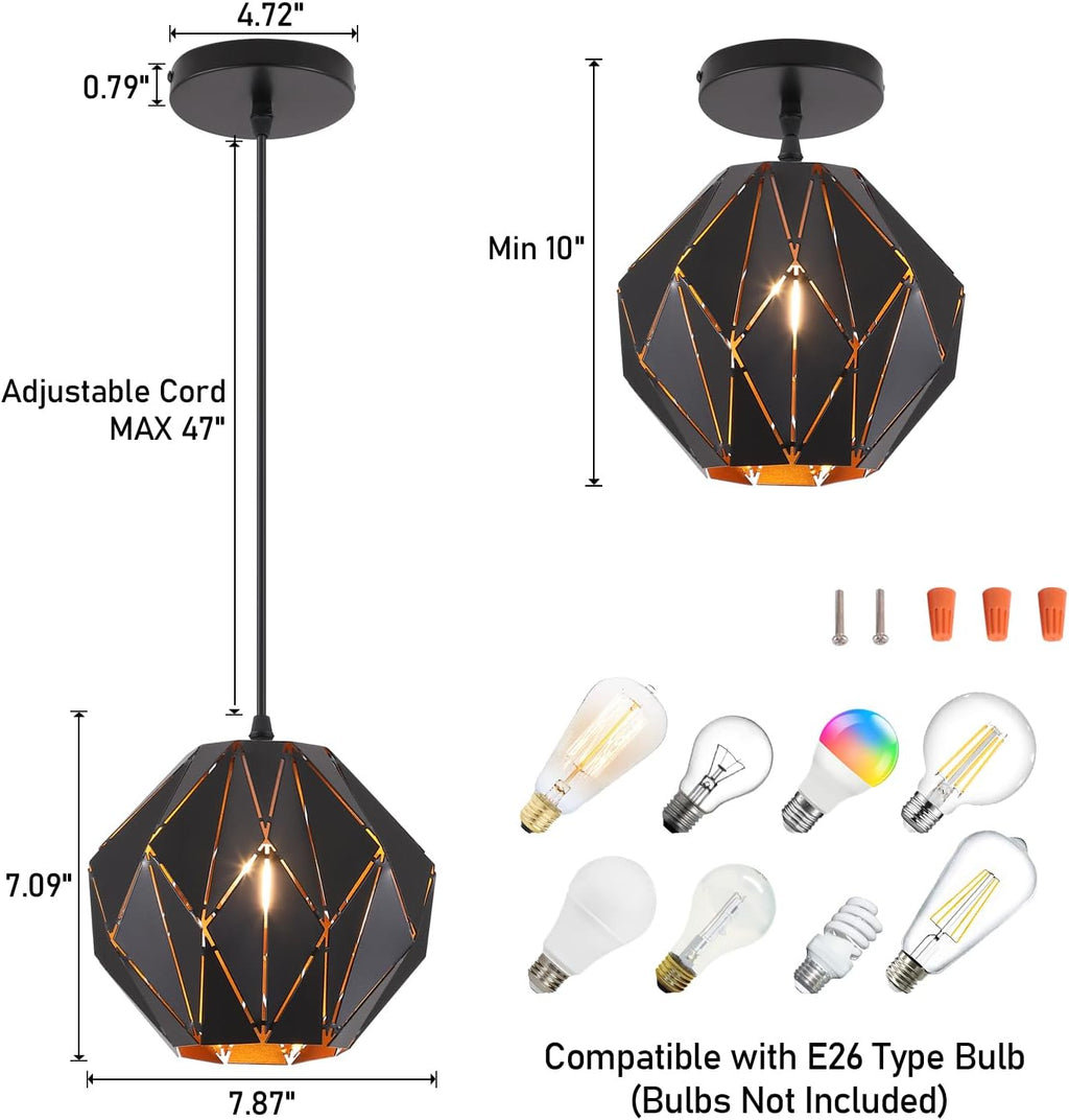Vintage Farmhouse Black Pendant Light - View 7