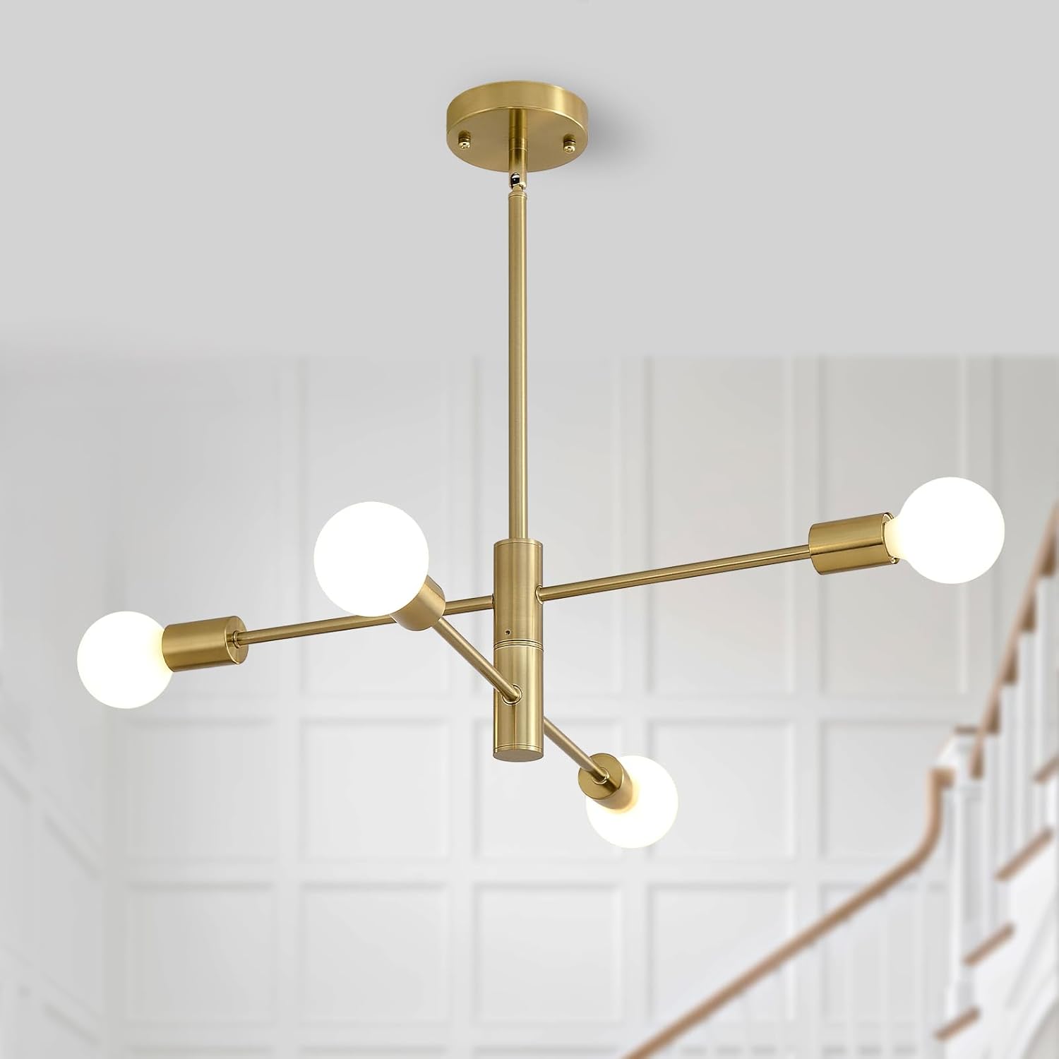 Adjustable Farmhouse Black Chandelier — 6-Light — Gold