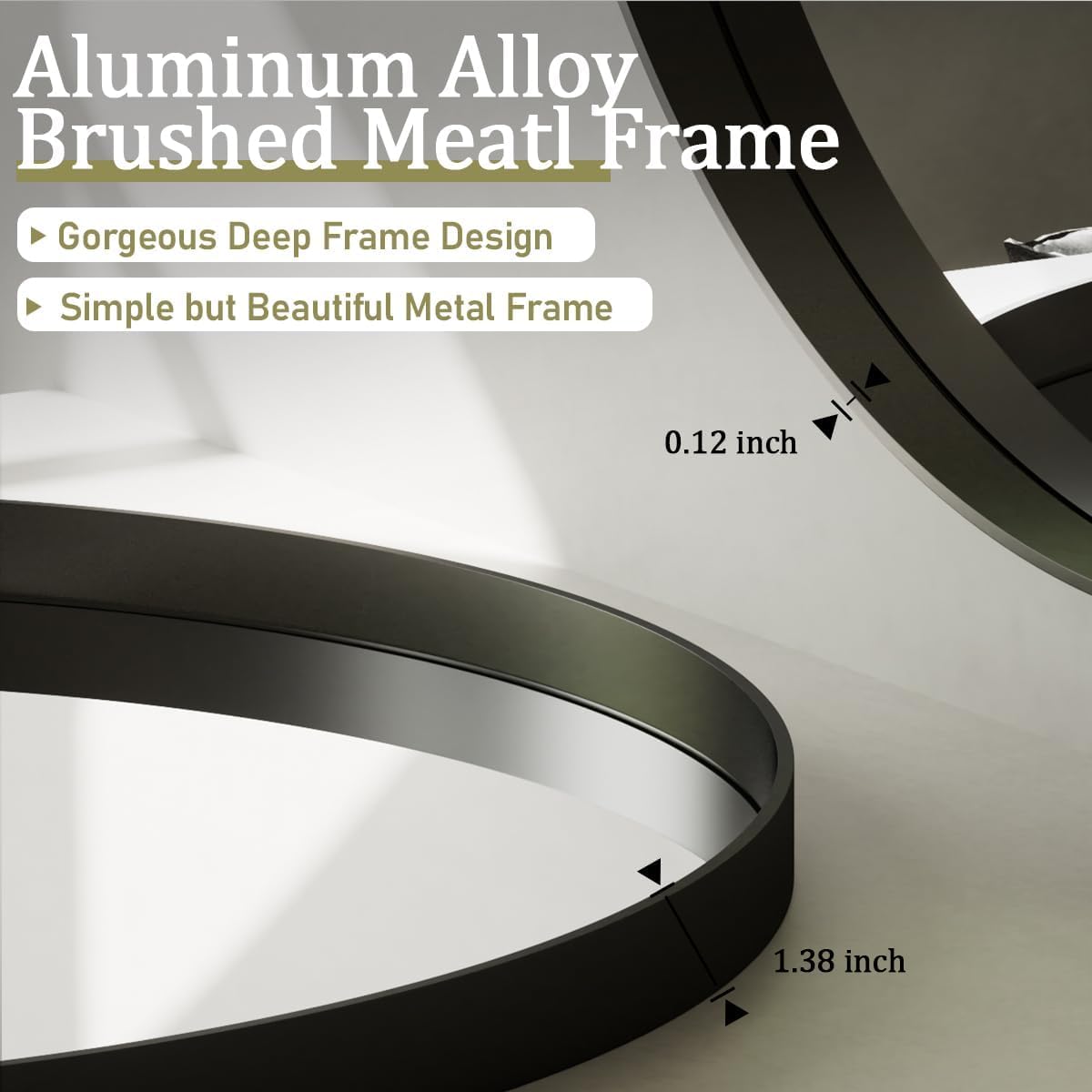 Round Modern Black Mirror — 24" - View 4