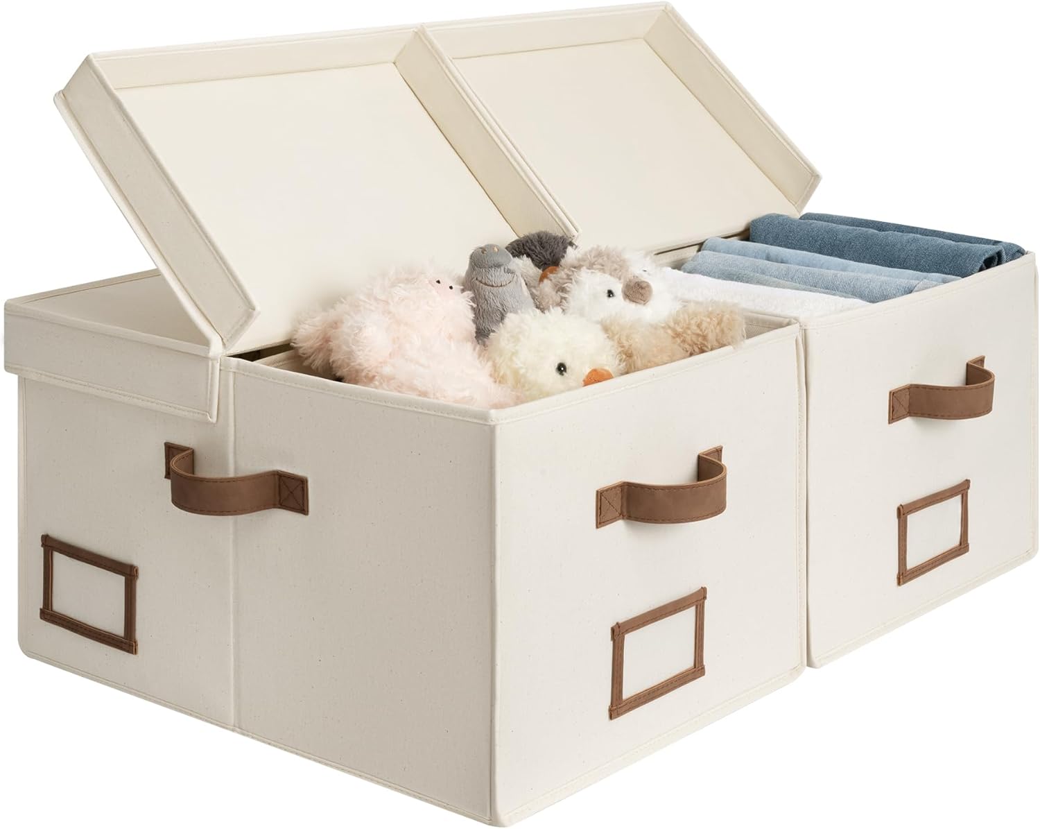 Beige Storage Bin — Ivory White