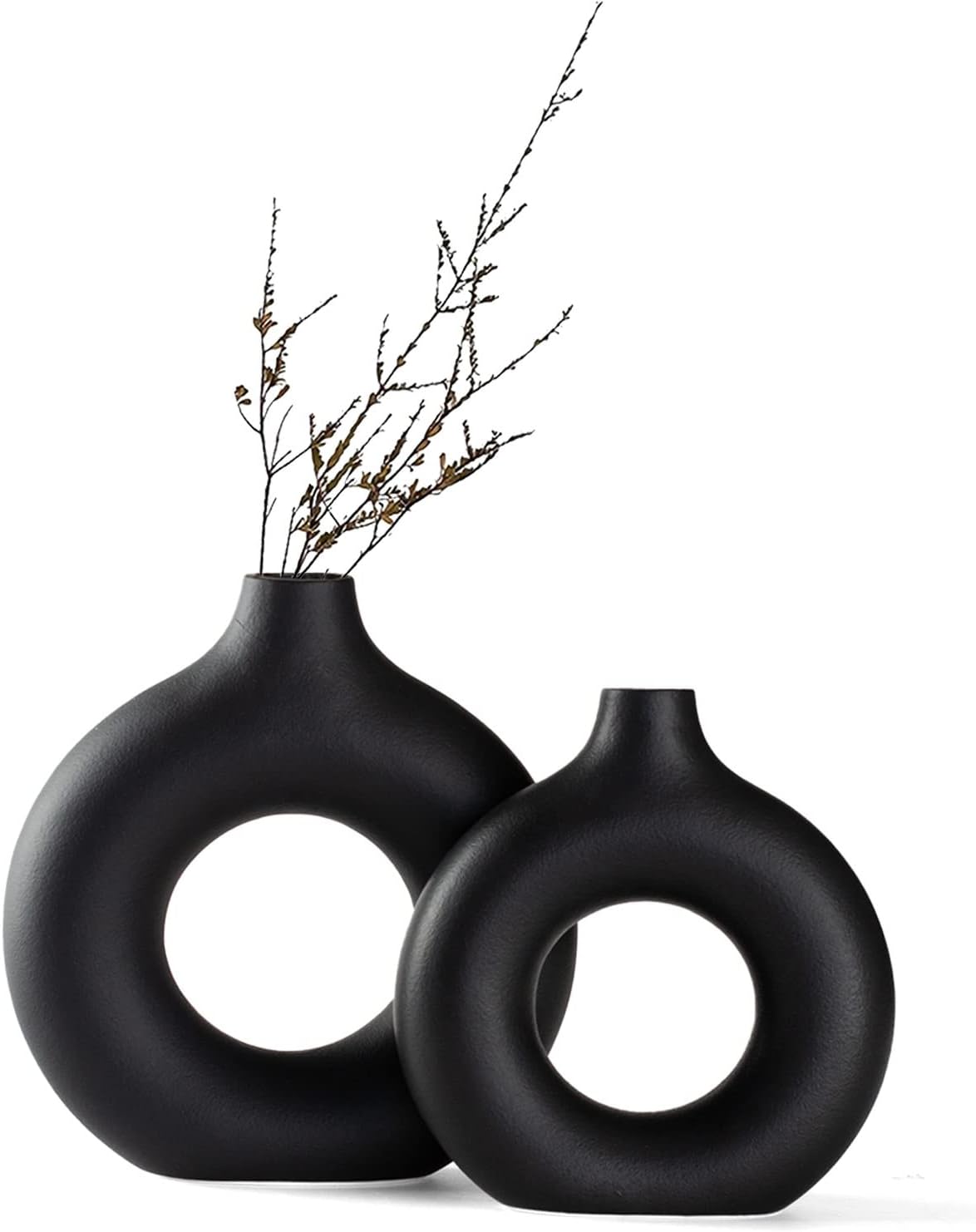 Boho Black Flower Vase — Set of 2 — Black