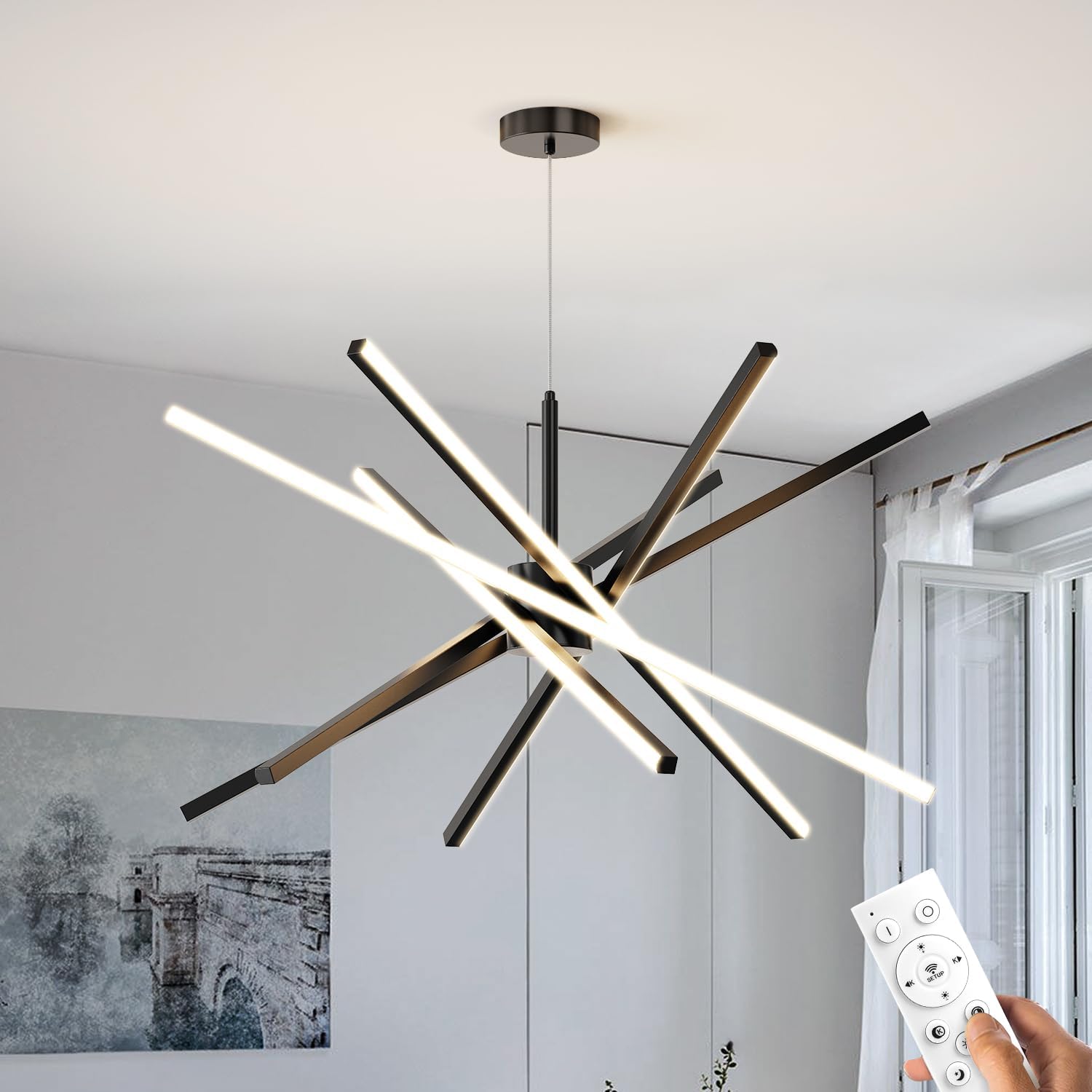 Dimmable Luxe Black Chandelier — 5" — 6-Lights Black