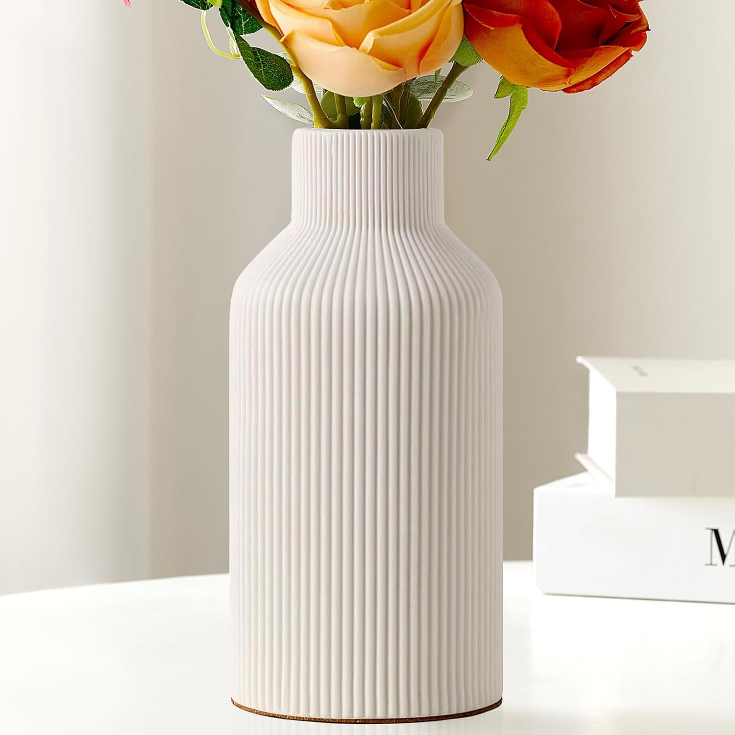 Modern Pink Flower Vase — White