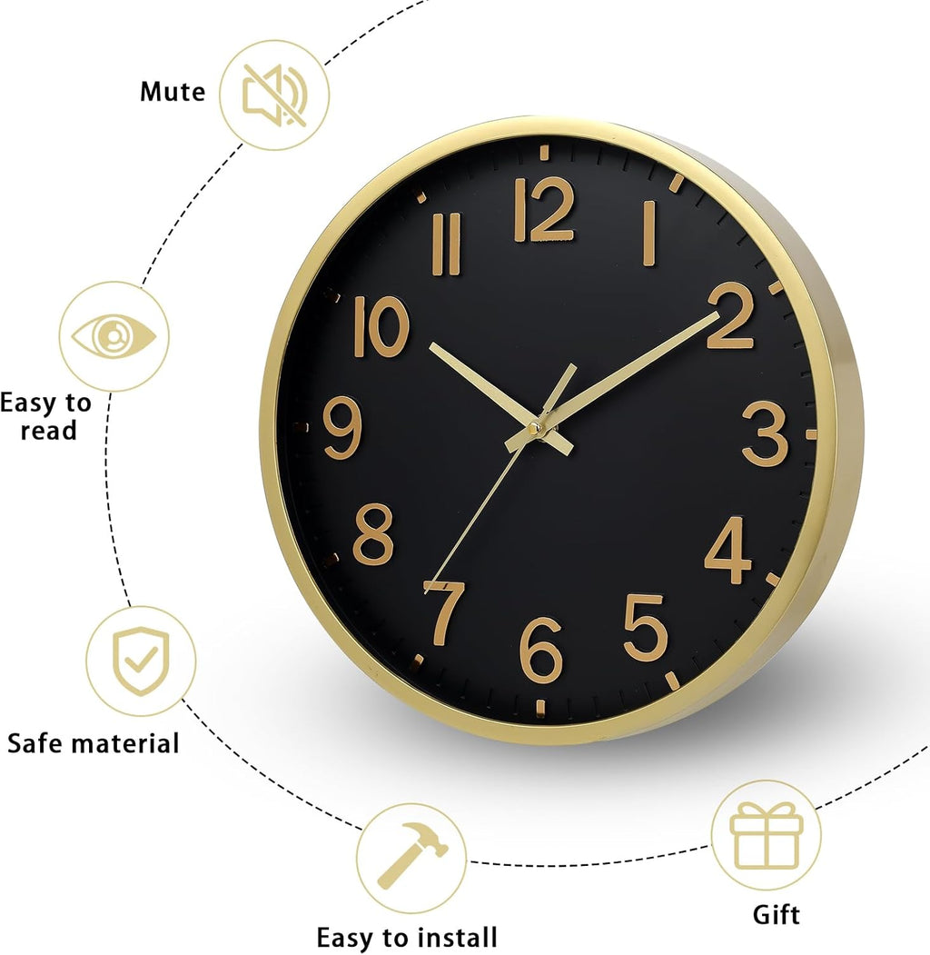 Battery Operated Luxe Beige Wall Clock — 8" - View 4