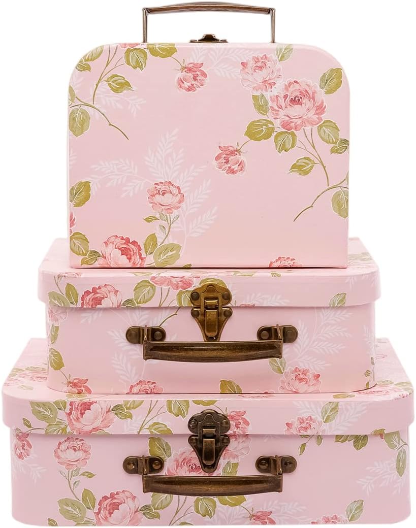 Vintage Black Storage Basket — Pink Flowers