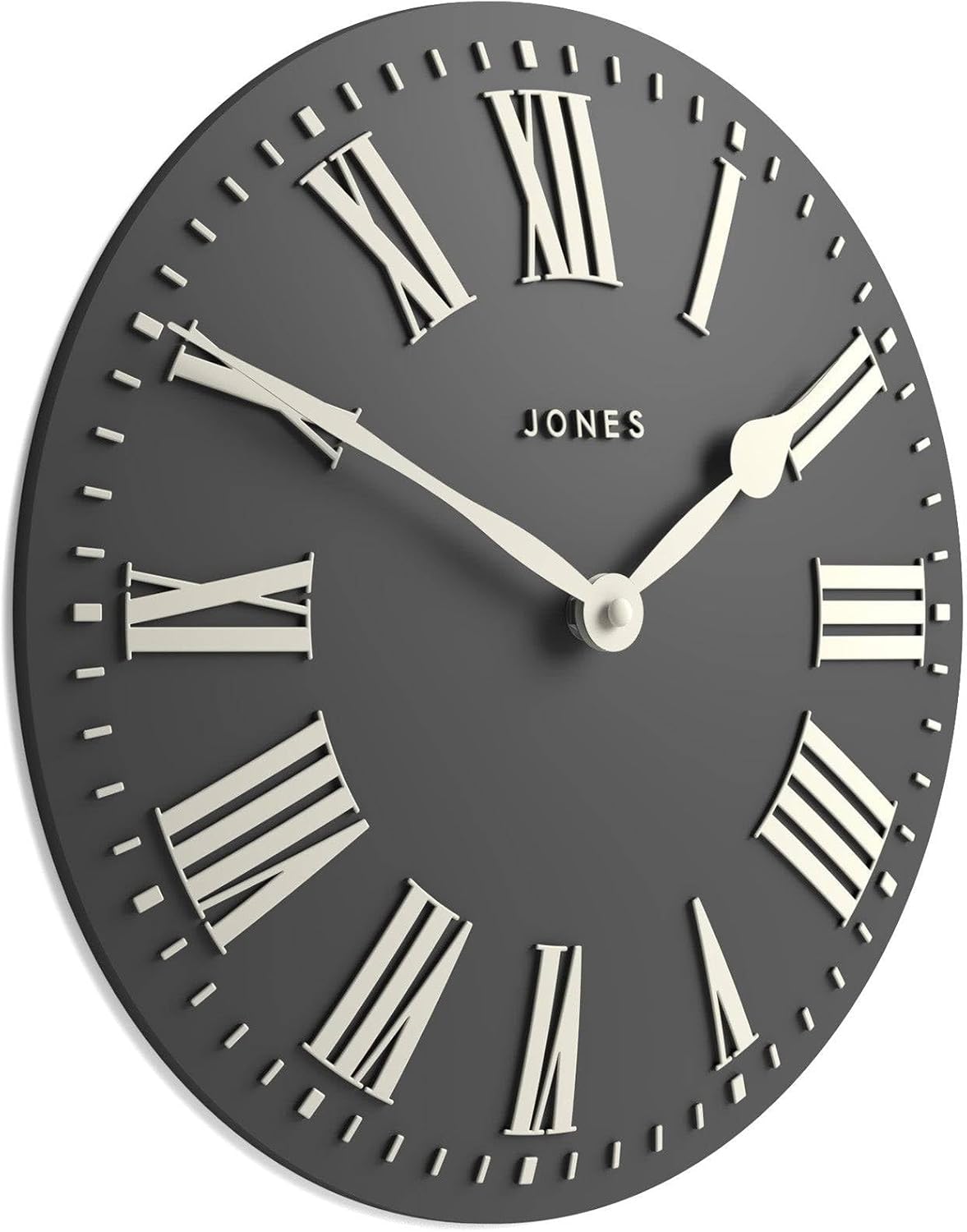 Modern Blue Wall Clock — 12" — Dark Grey