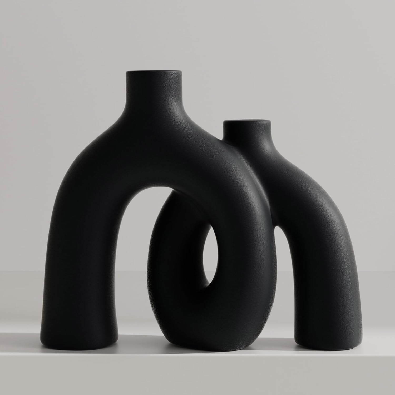 Boho Beige Decorative Vase — Black