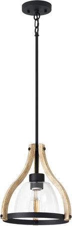 Adjustable Farmhouse Wood Pendant Light - View 8