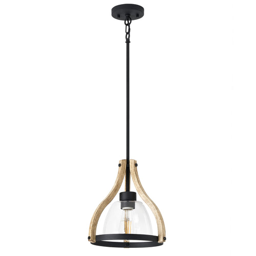 Adjustable Farmhouse Wood Pendant Light
