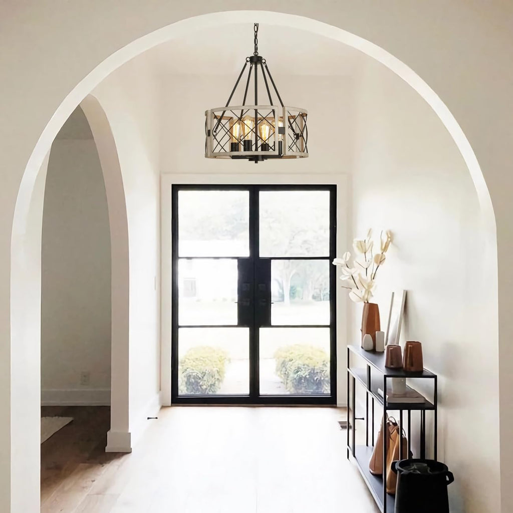 Adjustable Farmhouse Grey Chandelier — 4-Light - View 7