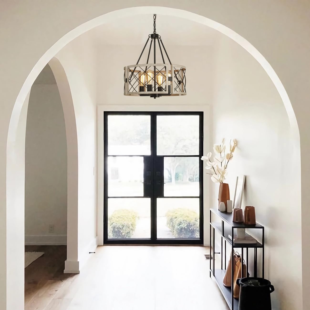 Adjustable Farmhouse Grey Chandelier — 4-Light - View 7