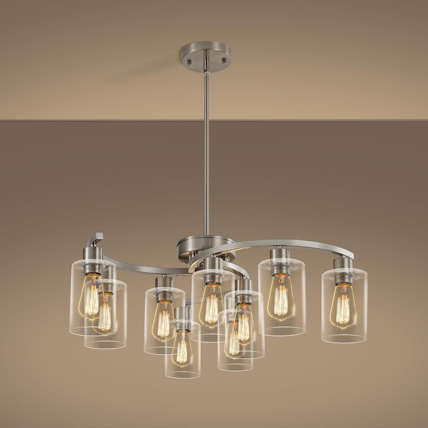 Adjustable Farmhouse Black Chandelier — 6-Light — 9-Light