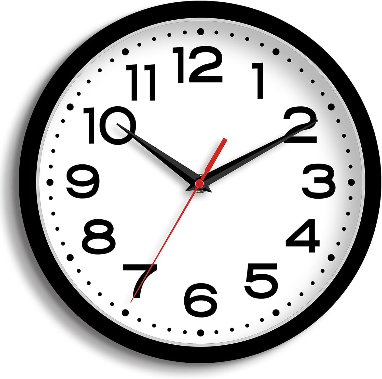 Battery Operated Modern Black Wall Clock — 8" — A_black