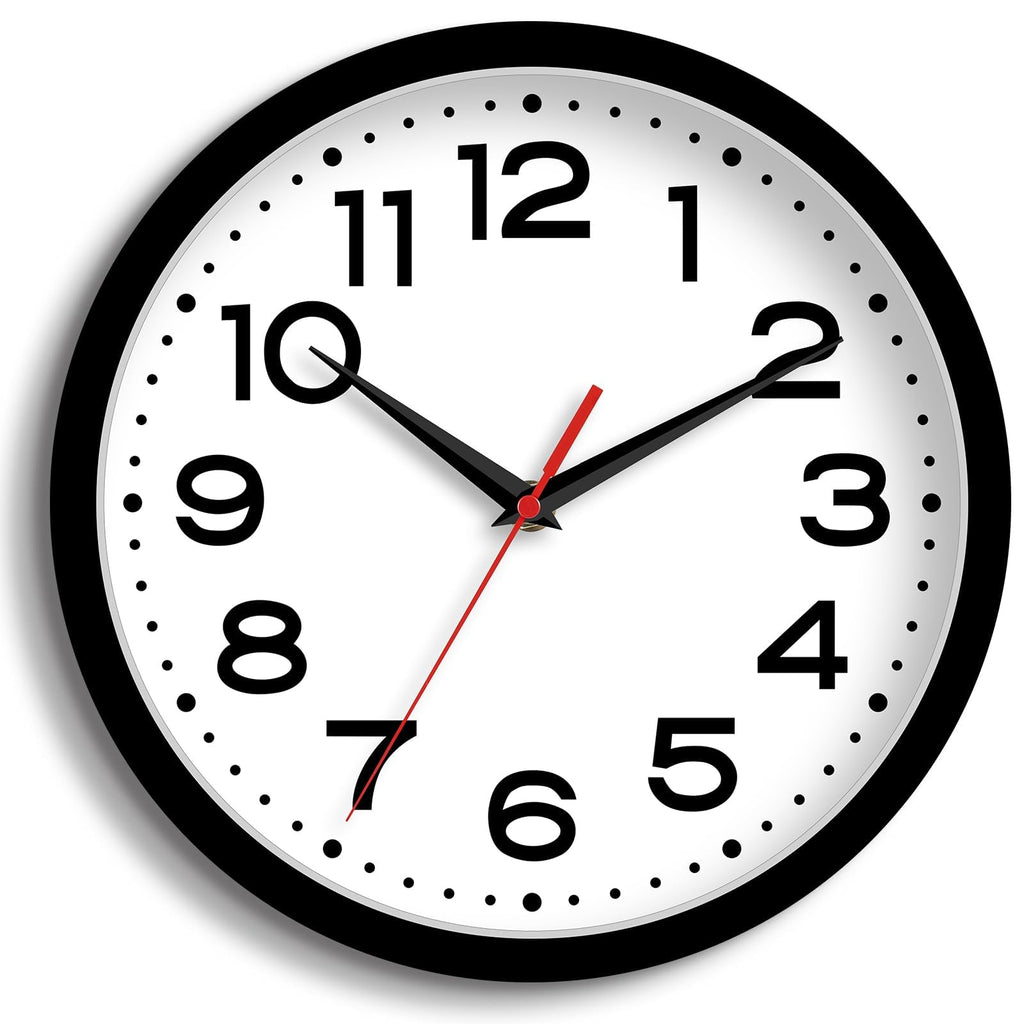 Battery Operated Modern Black Wall Clock — 8"