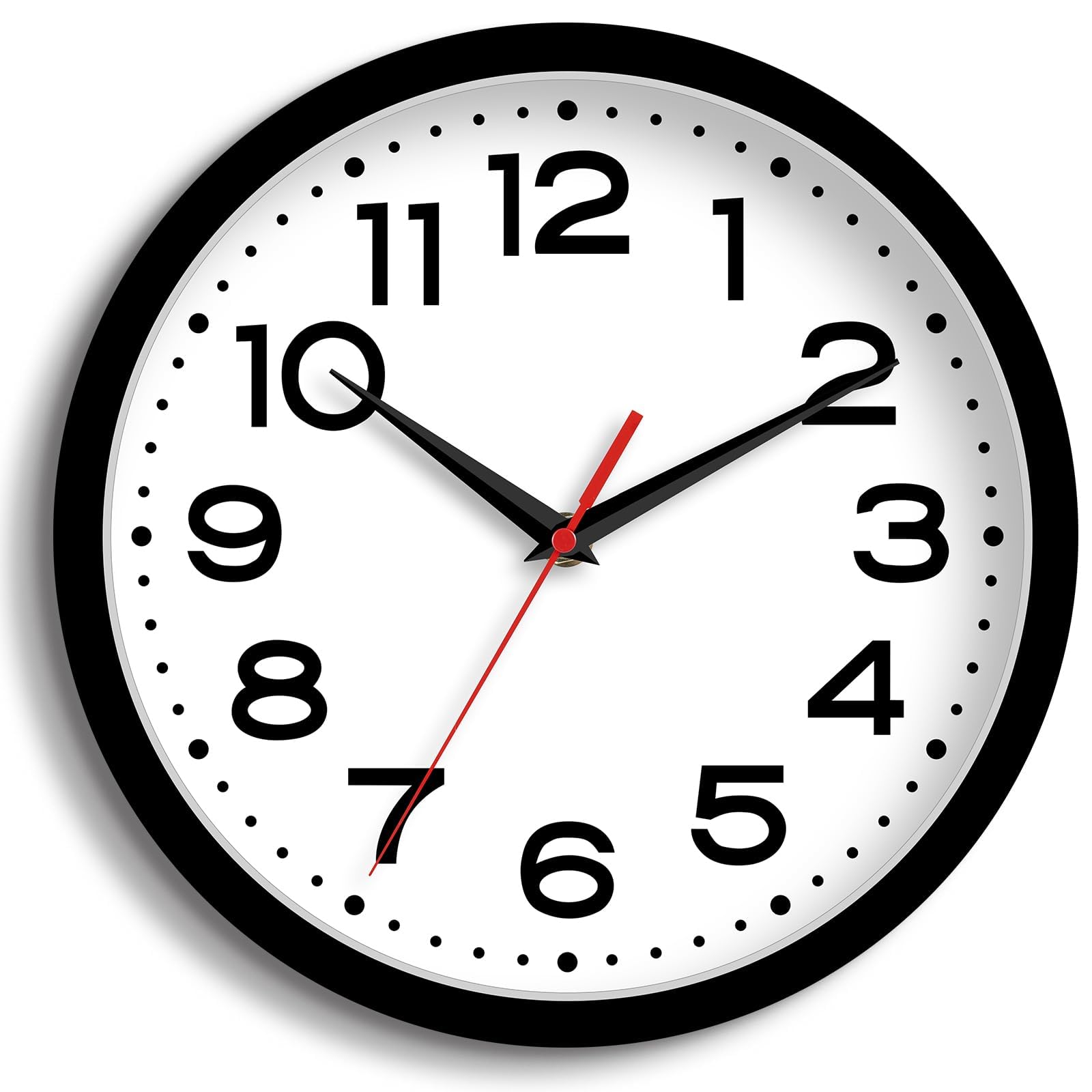 Battery Operated Modern Black Wall Clock — 8"