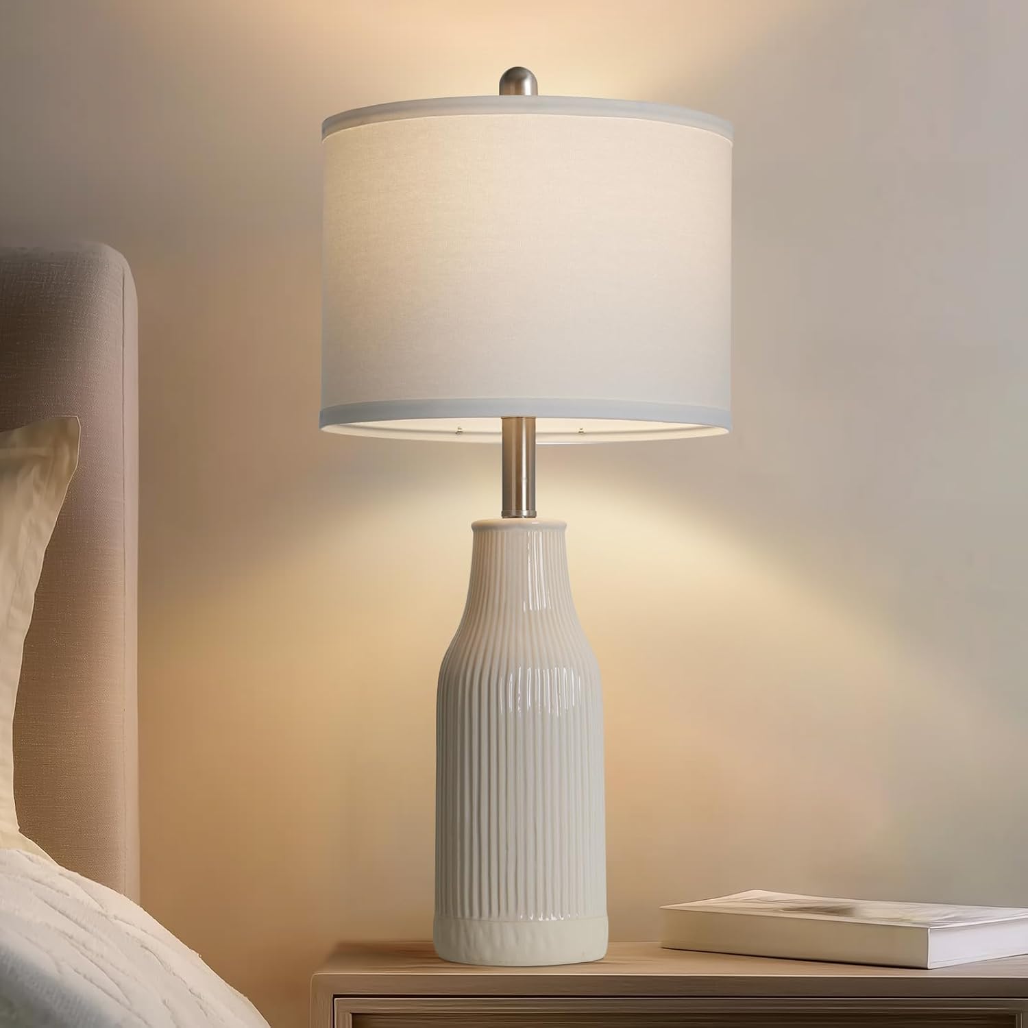 Modern Beige Bedside Lamp — 24" — Beige - 24.5"H - 1 Pack