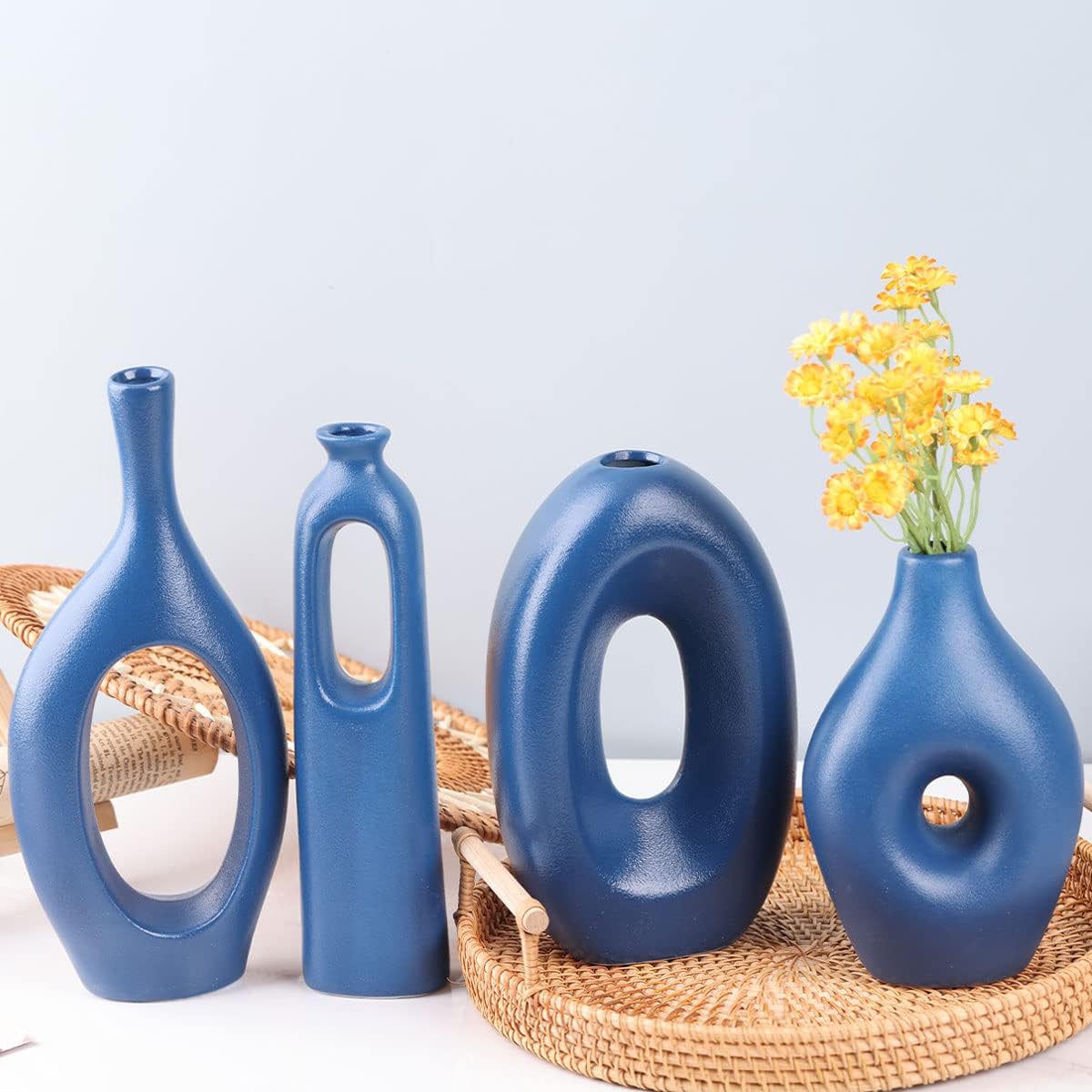 Round Boho Black Vase Set — Set of 4 - View 5