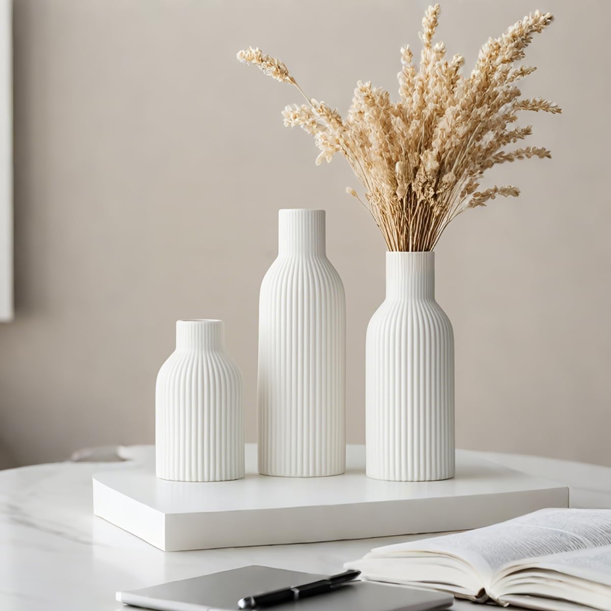 Modern Beige Decorative Vase — Set of 3 - View 5