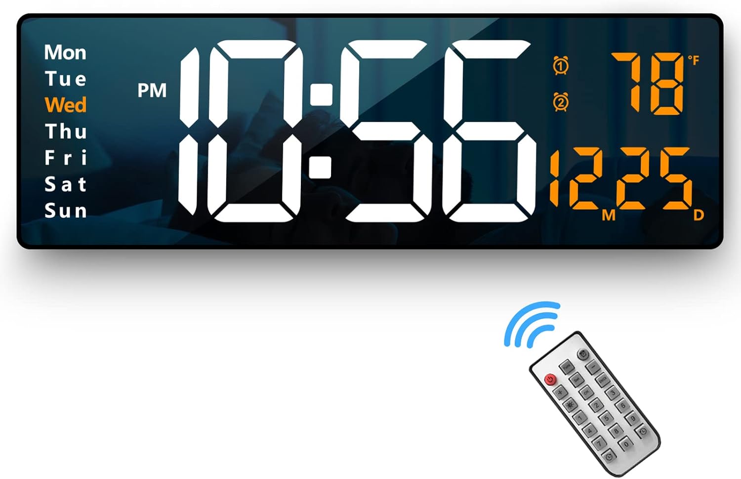 Black Wall Clock — 2" — Orange