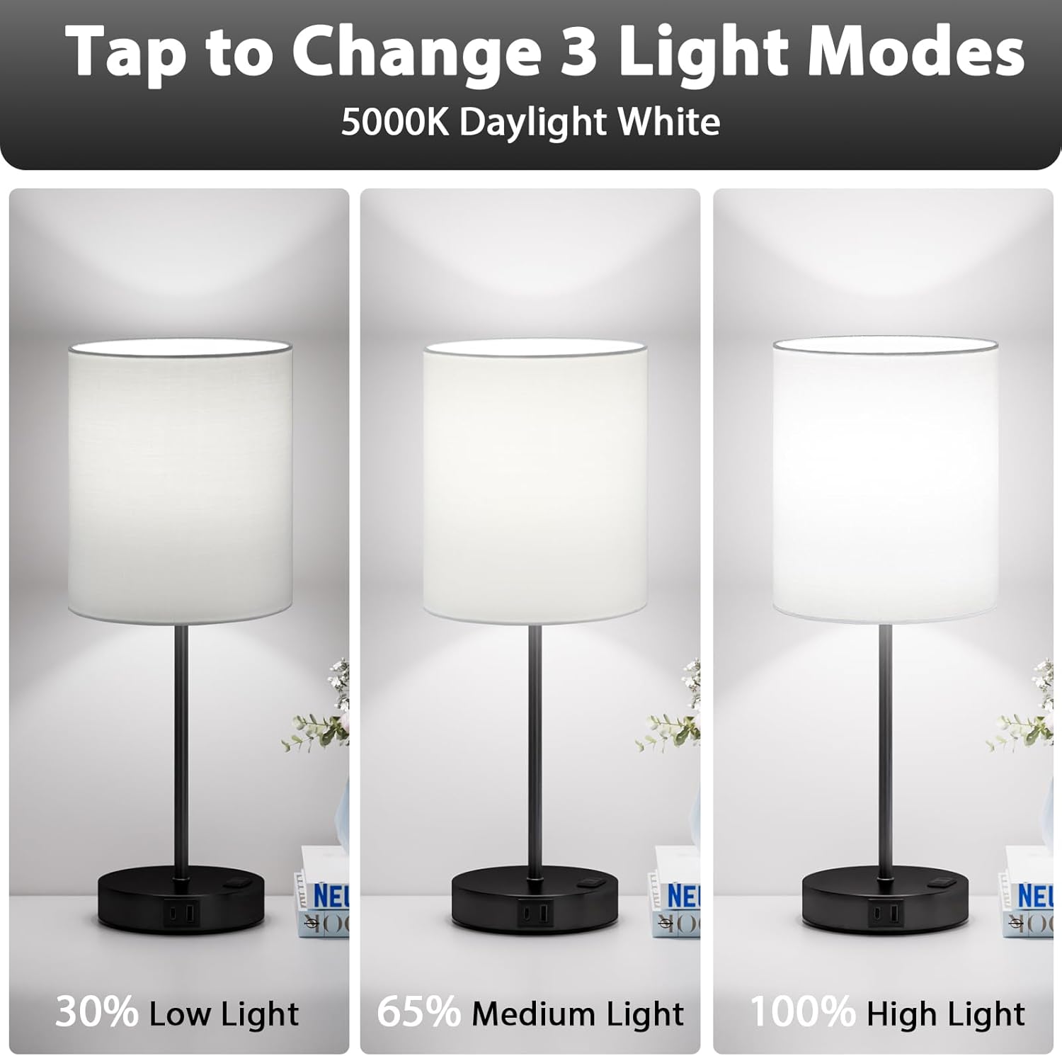 Dimmable Black Table Lamp — Set of 2 - View 3