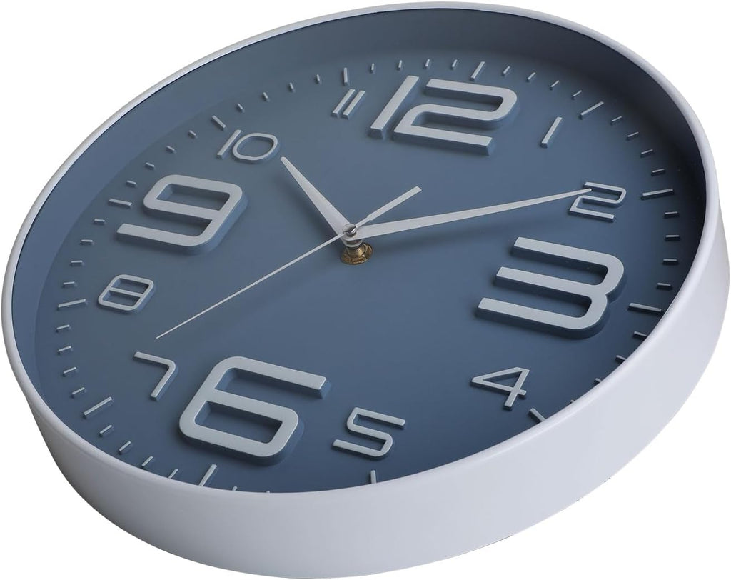 Round Modern Grey Wall Clock — 12" - View 2