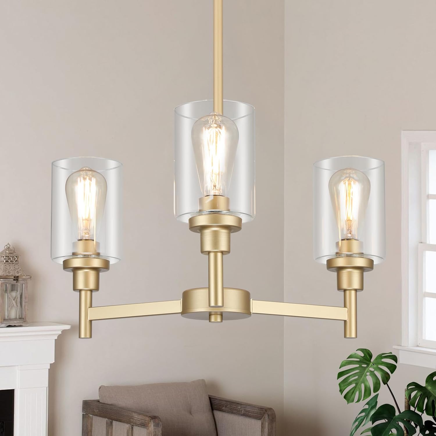 Farmhouse Black Chandelier — 34" — Gold